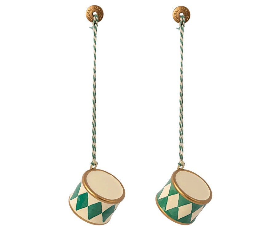 Interior Maileg | Maileg Small Drum Metal Ornament, Set Of 2 | Mellow