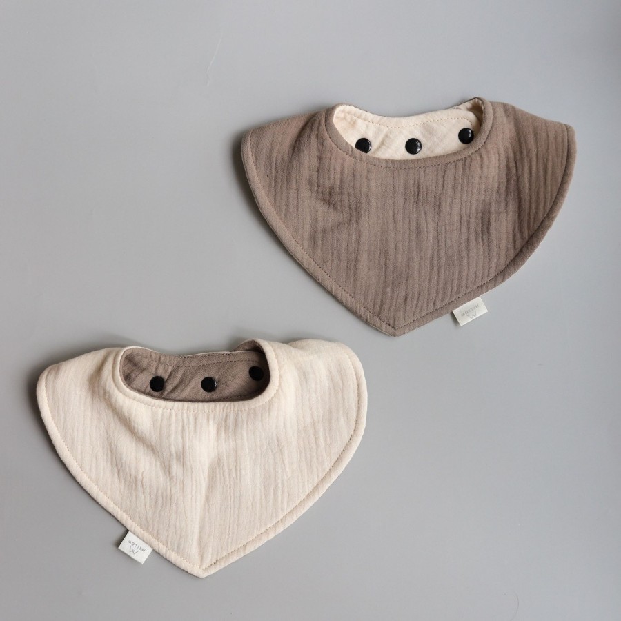 Feed Mellow | Mellow Reversible Dribble Bib - Soy Milk / Latte | Mellow