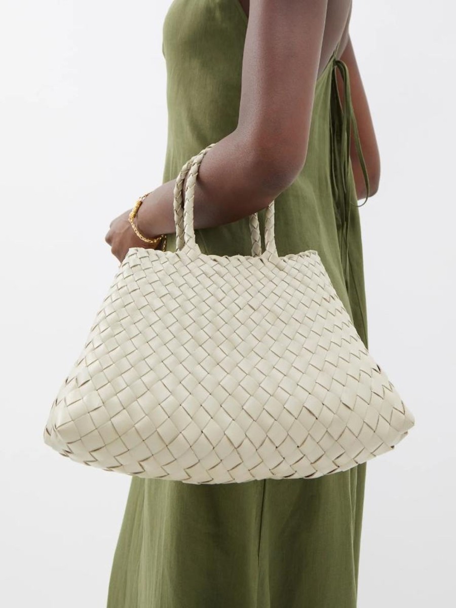 Wear Dragon Diffusion | Dragon Diffusion Croce Woven Leather Basket Bag, Small/Pearl | Mellow