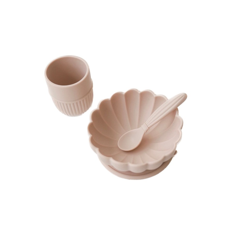 Feed Mellow | Mellow Kiku Silicone Dinnerware Set - Petal Pink | Mellow