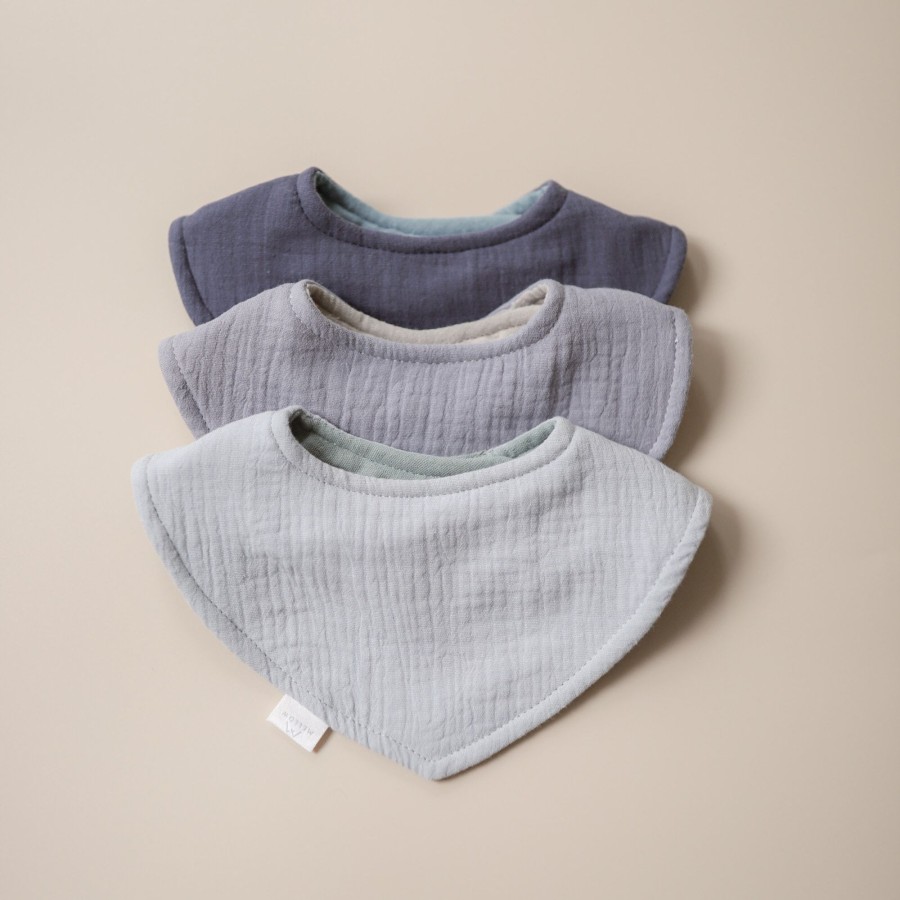 Feed Mellow | Mellow Reversible Dribble Bib Set - Faded Cornflower | Mellow