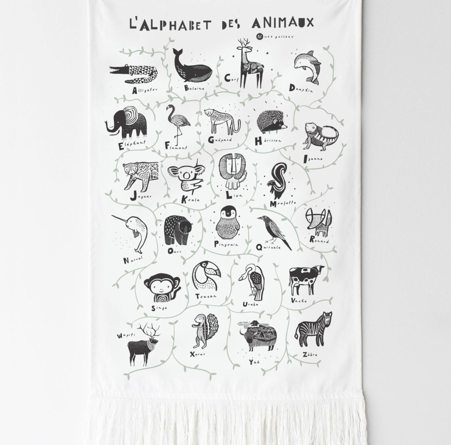 Interior Wee Gallery | Wee Gallery Alphabet Printed Tapestry - French Edition | Mellow