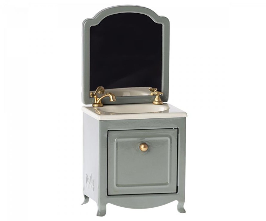 Play Maileg | Maileg Sink Dresser With Mirror - Dark Mint | Mellow