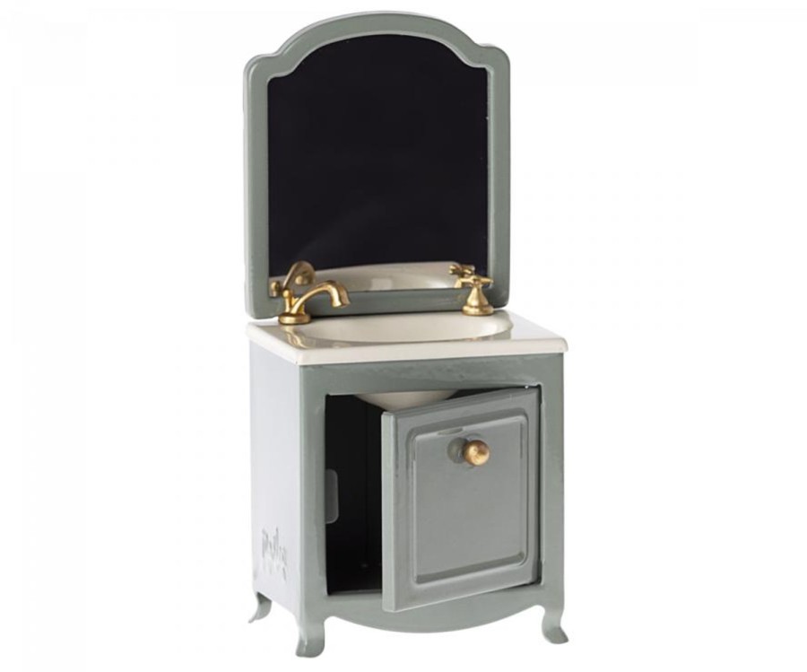 Play Maileg | Maileg Sink Dresser With Mirror - Dark Mint | Mellow