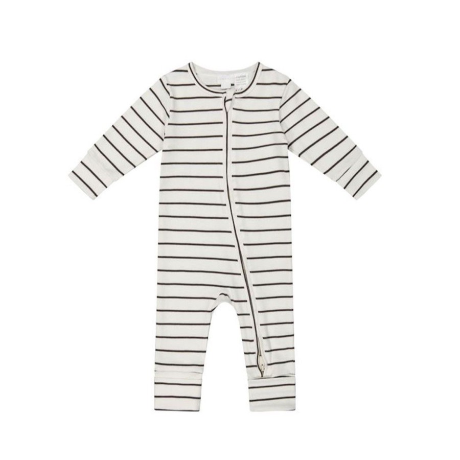 Wear Jamie Kay | Jamie Kay Pima Cotton Zip Onepiece - Fudge Stripe | Mellow