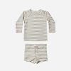 Wear Quincy Mae | Quincy Mae Boys Rashguard + Short Set, Pistachio Stripe | Mellow