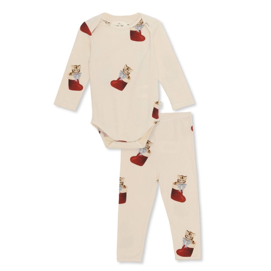 Wear Konges Slojd | Konges Slojd Bodysuit Pants Set - Xmas Kitty | Mellow