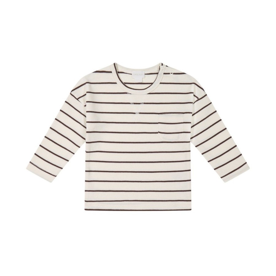 Wear Jamie Kay | Jamie Kay Pima Cotton Rocco Top - Fudge Stripe | Mellow