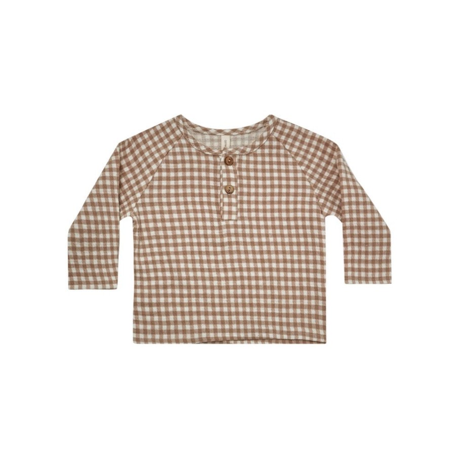 Wear Quincy Mae | Quincy Mae Zion Shirt - Cocoa Gingham | Mellow