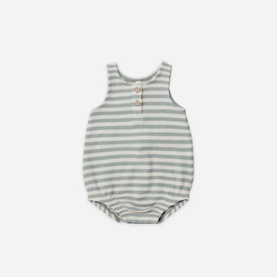 Wear Quincy Mae | Quincy Mae Waffle Sleeveless Bubble, Sky Stripe | Mellow