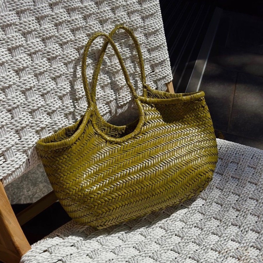 Wear Dragon Diffusion | Dragon Diffusion Nantucket Woven Leather Basket Bag, Large/Green | Mellow