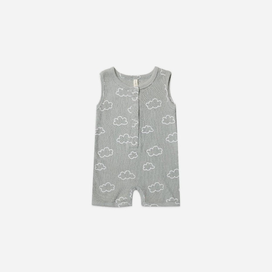 Wear Quincy Mae | Quincy Mae Ribbed Henley Romper, Clouds | Mellow