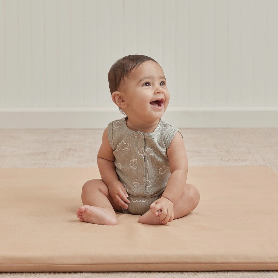 Wear Quincy Mae | Quincy Mae Ribbed Henley Romper, Clouds | Mellow