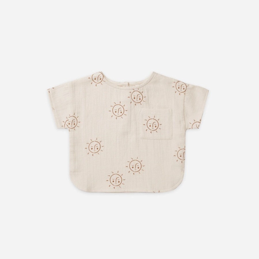 Wear Quincy Mae | Quincy Mae Woven Boxy Top, Suns | Mellow