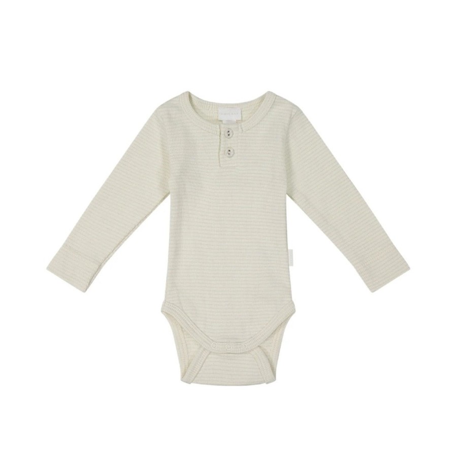 Wear Jamie Kay | Jamie Kay Organic Cotton Fine Rib Long Sleeve Bodysuit - Country Mist/Cloud | Mellow