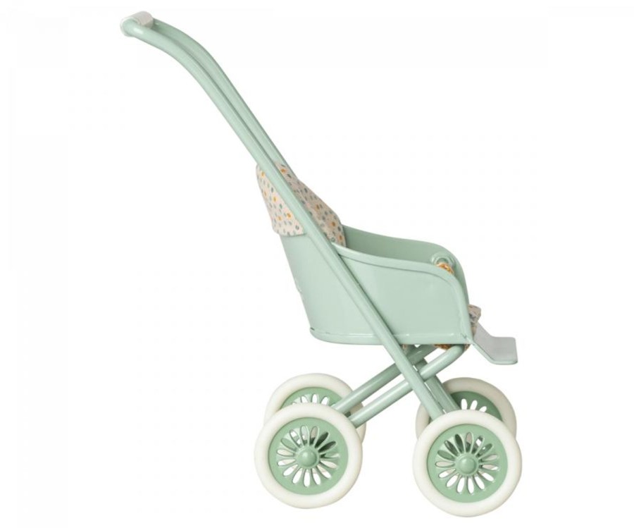 Play Maileg | Maileg Stroller, Baby Mice - Mint | Mellow