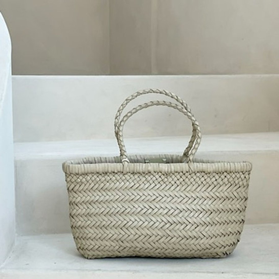 Wear Dragon Diffusion | Dragon Diffusion Triple Jump Woven Leather Basket Bag, Small/Pearl | Mellow