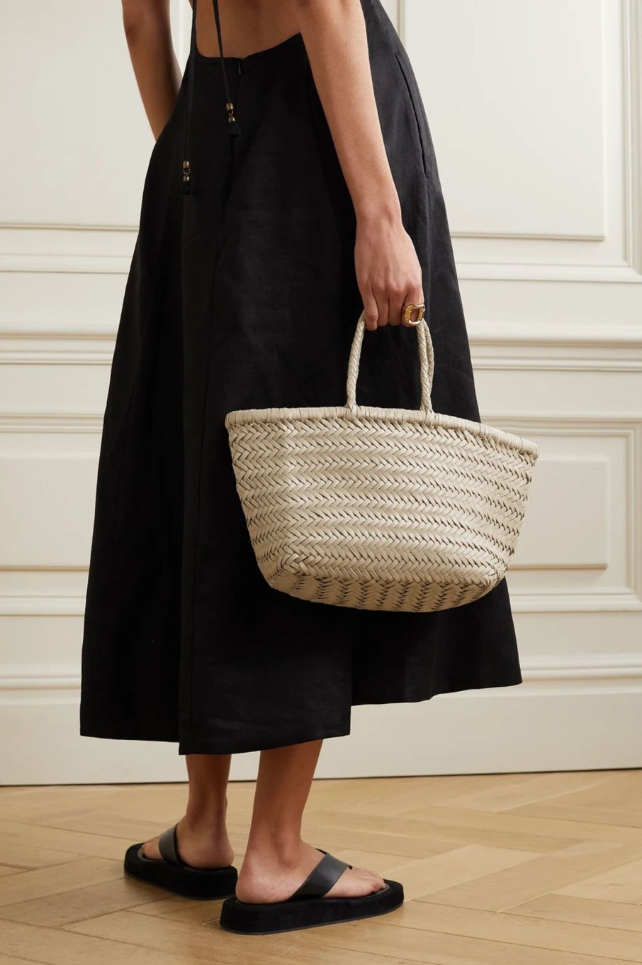 Wear Dragon Diffusion | Dragon Diffusion Triple Jump Woven Leather Basket Bag, Small/Pearl | Mellow