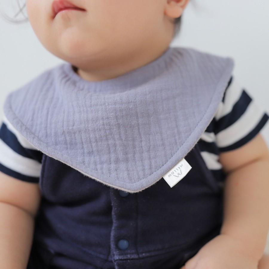 Feed Mellow | Mellow Reversible Dribble Bib - Faded Cornflower / French Grey | Mellow