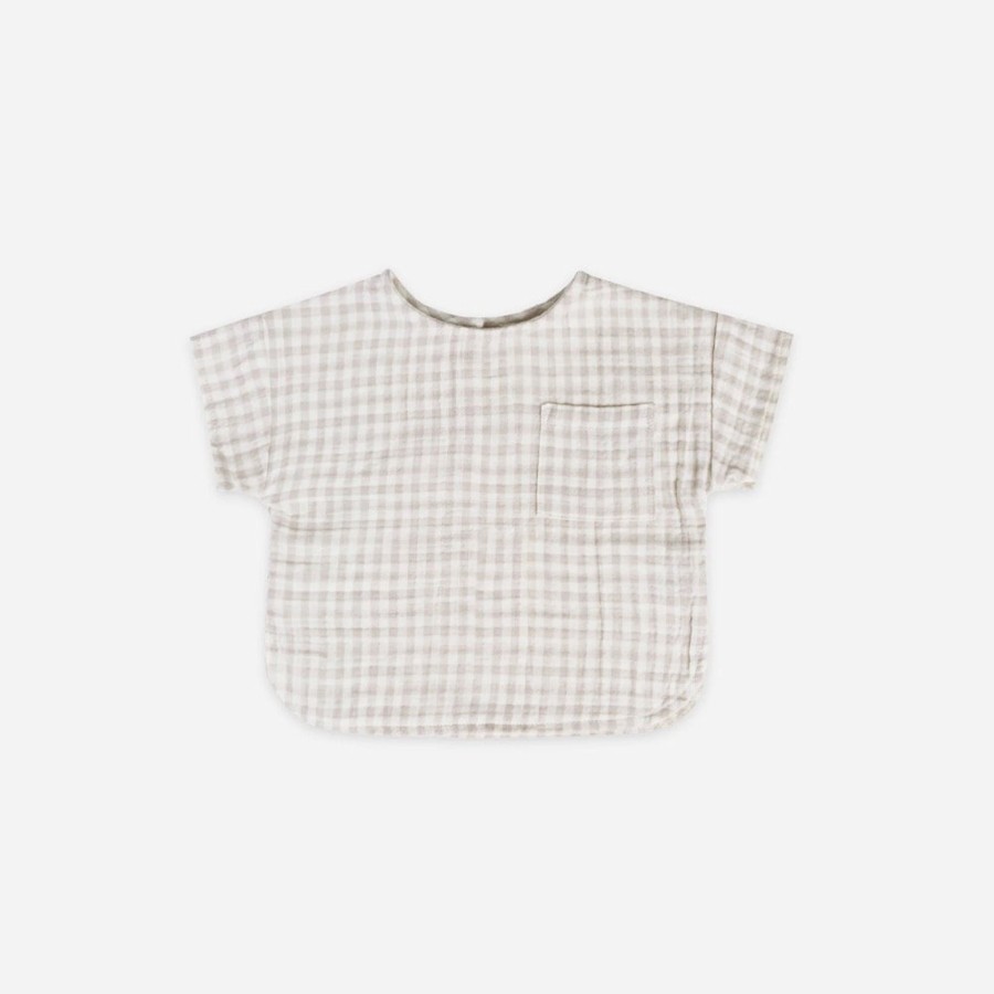 Wear Quincy Mae | Quincy Mae Woven Boxy Top, Silver Gingham | Mellow