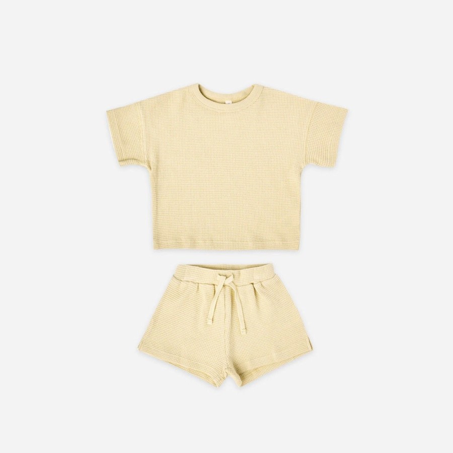 Wear Quincy Mae | Quincy Mae Waffle Short Set, Yellow | Mellow