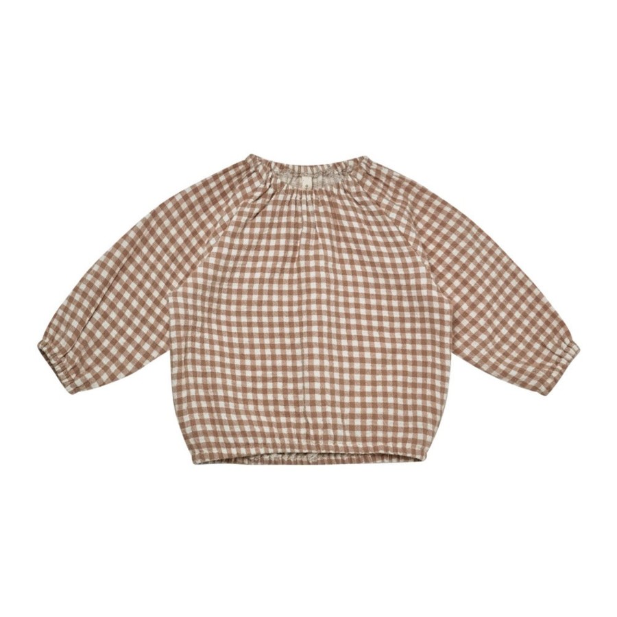 Wear Quincy Mae | Quincy Mae Cinch Tee - Cocoa Gingham | Mellow