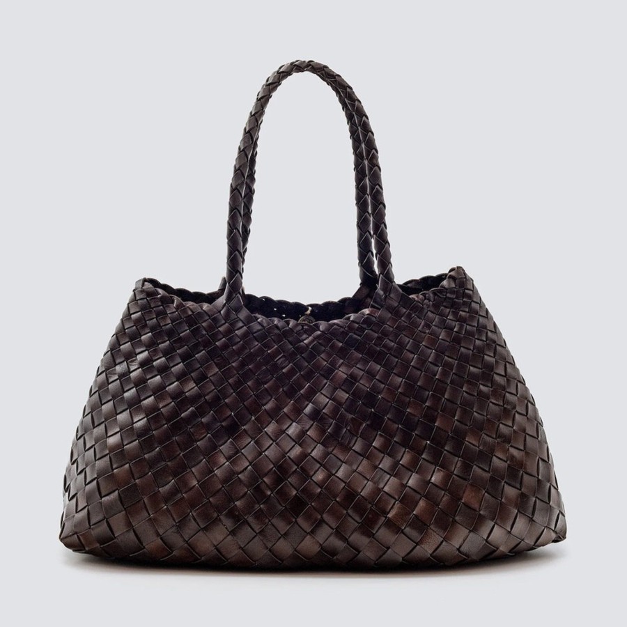 Wear Dragon Diffusion | Dragon Diffusion Croce Woven Leather Basket Bag, Large/Dark Brown | Mellow