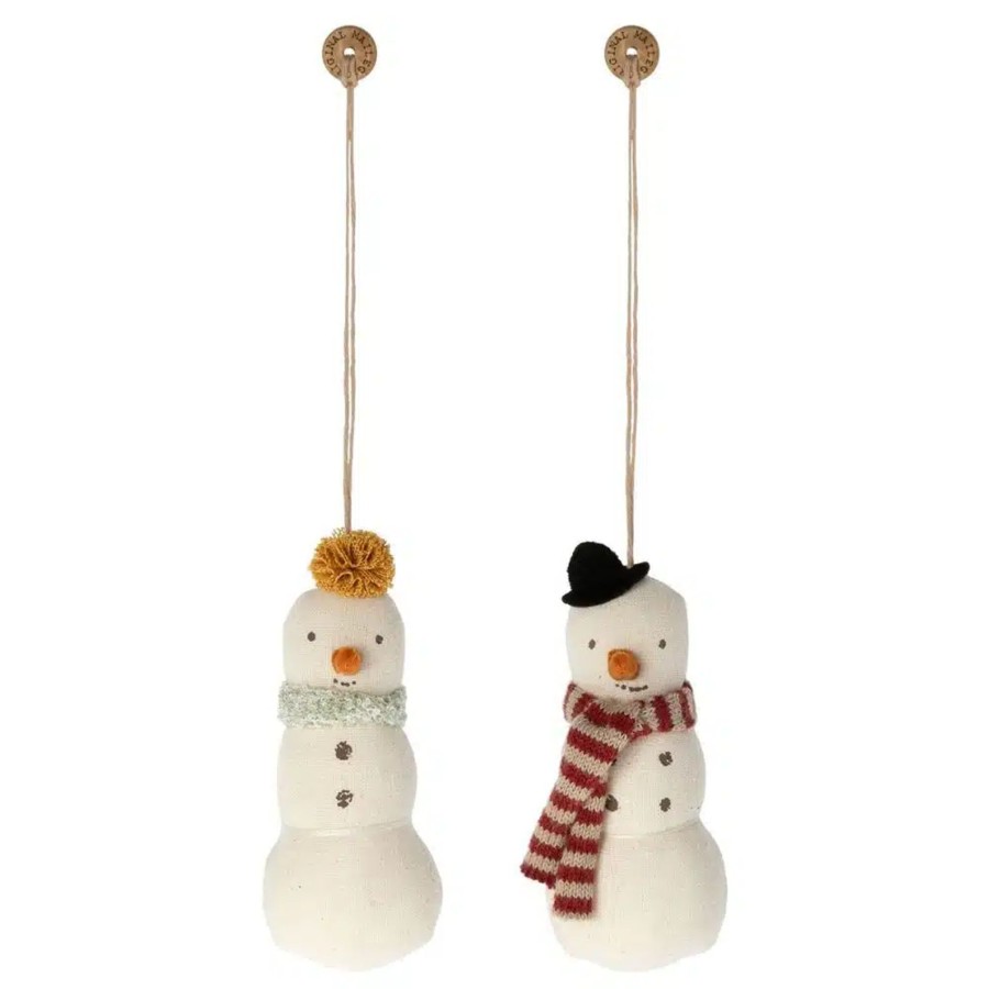 Interior Maileg | Maileg Christmas Snowman Ornament 2 Pcs In Metal Suitcase | Mellow