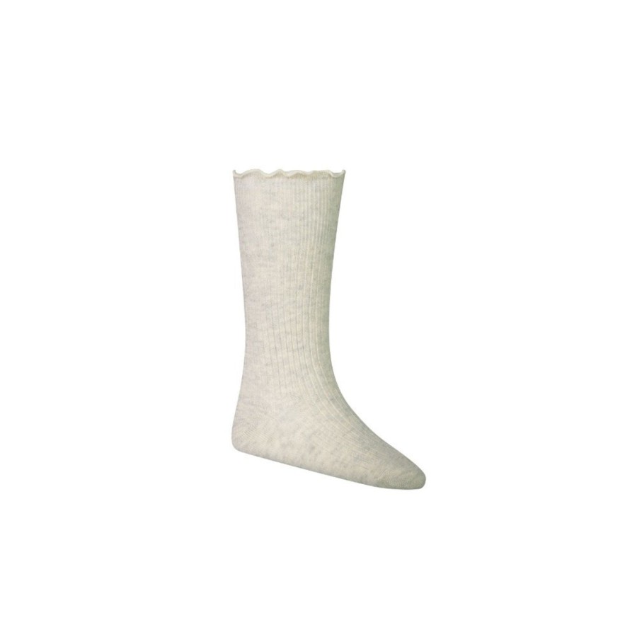 Wear Jamie Kay | Jamie Kay Natalie Frill Knee High Sock - Oatmeal Marle | Mellow