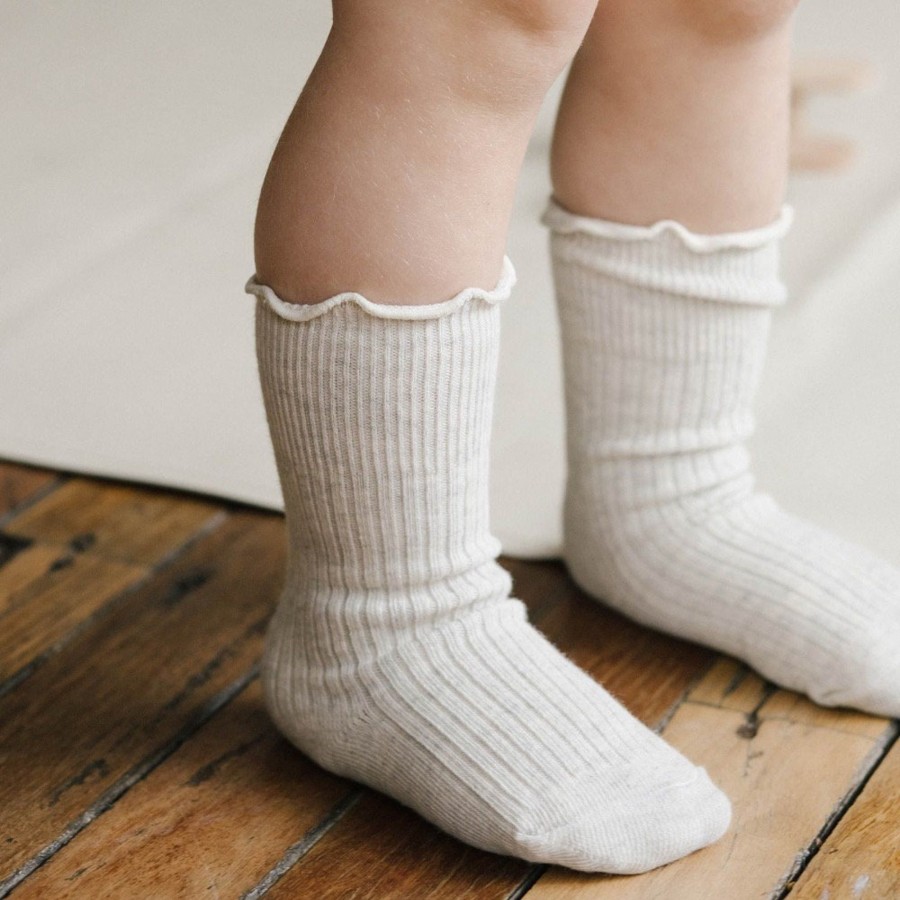 Wear Jamie Kay | Jamie Kay Natalie Frill Knee High Sock - Oatmeal Marle | Mellow