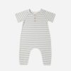 Wear Quincy Mae | Quincy Mae Short Sleeve Jumpsuit, Dusty Blue Stripe | Mellow