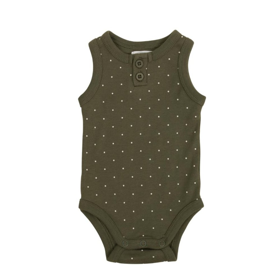 Wear Jamie Kay | Jamie Kay Organic Cotton Singlet Bodysuit - Tiny Dots Olive | Mellow