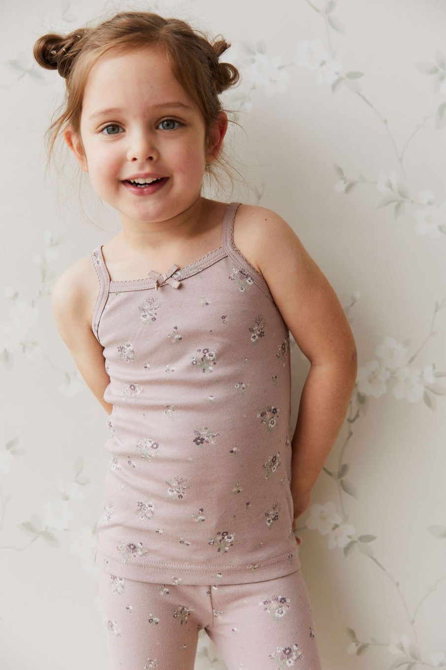 Wear Jamie Kay | Jamie Kay Organic Cotton Singlet - Lauren Floral Fawn | Mellow